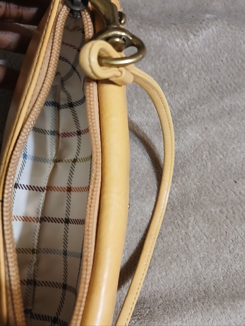 Coach Beige/Tan Leather Wristlet with Buckle Accent - Picture 5 of 5